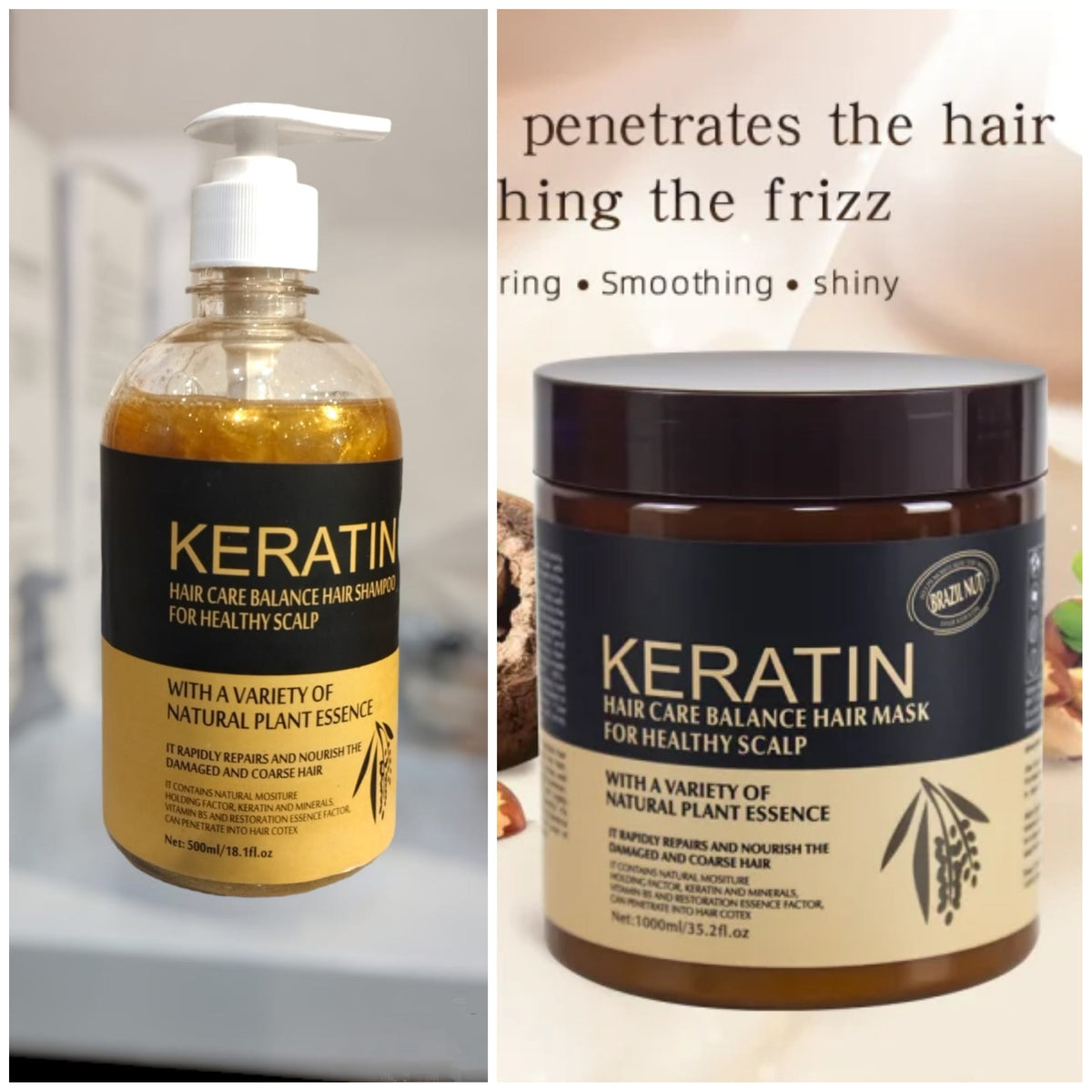 Keratin Hair Mask & Shampoo Hair Treatment–(500ml)